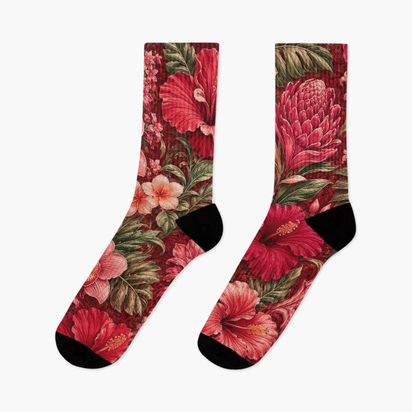 Item preview, Vintage Tropical Crimson Botanical Maximalist Pattern designed and sold by scicilysimonee.