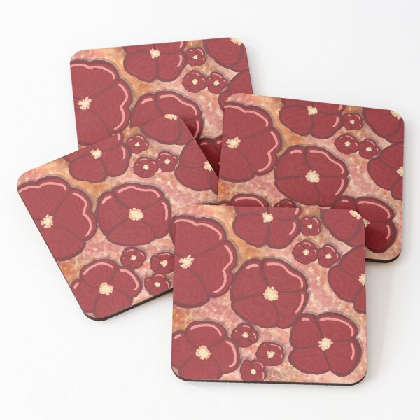 Item preview, Dark Red Poppy Flower Pattern — Moody Botanical Floral Art in Crimson and Blush Pink designed and sold by RareSquareBearArts.