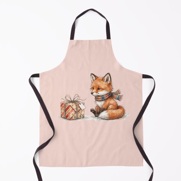 Item preview, Adorable Fluffy Winter Fox wearing Scarf with Christmas Gift Watercolor designed and sold by BreezifyDesignStudio.