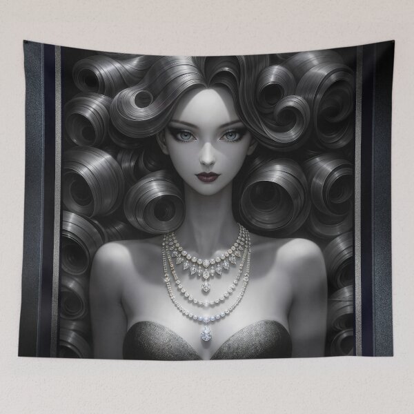 Item preview, Elegance Portrait Of Xara Stein Within Nyxium Chamber Sculptural AI Concept Art by Xzendor7 designed and sold by Xzendor7 Digital Art Creations.