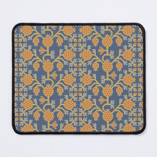 Item preview, Stylized Pomegranates and Branches Seamless Pattern – Folk Art Botanical Design in Blue and Gold designed and sold by ccitypictures.
