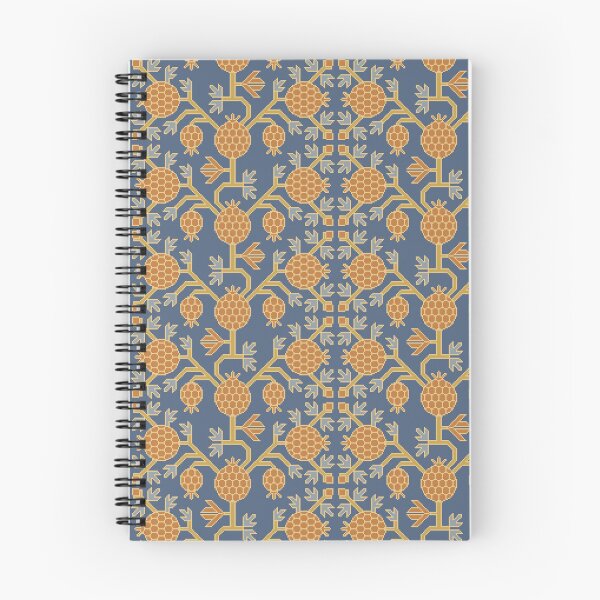 Item preview, Stylized Pomegranates and Branches Seamless Pattern – Folk Art Botanical Design in Blue and Gold designed and sold by ccitypictures.