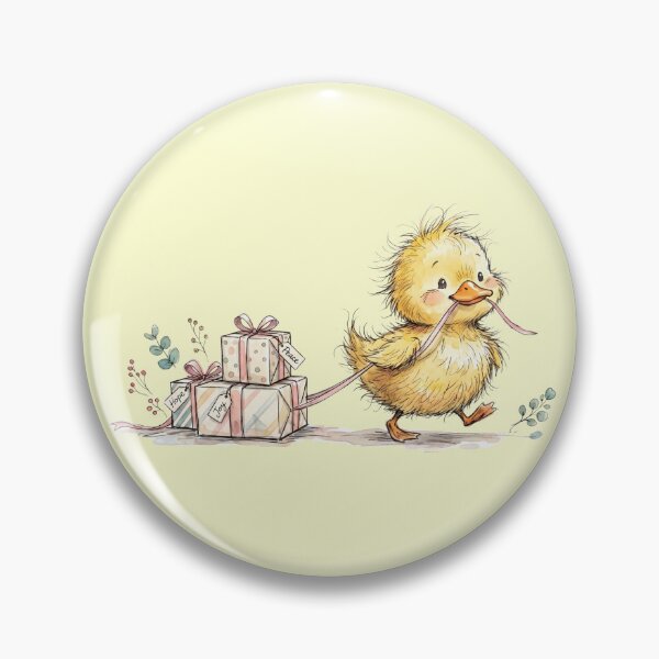 Item preview, Cute Fluffy Yellow Duckling Pulling Hope Joy Peace Christmas Gifts Art designed and sold by BreezifyDesignStudio.