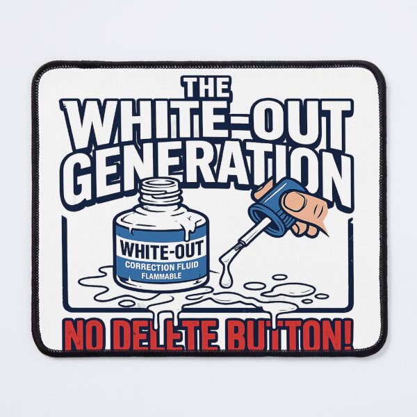 Item preview, The White-Out Generation - No Delete Button | Retro Office Humour designed and sold by WisdomInColor.
