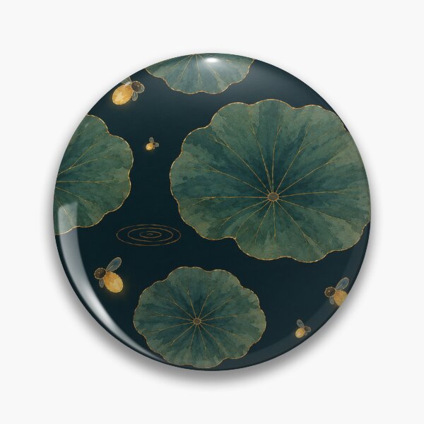 Item preview, Lotus Leaf & Fireflies Night — Korean Tanghwa Watercolor Pattern designed and sold by lita-lilith.