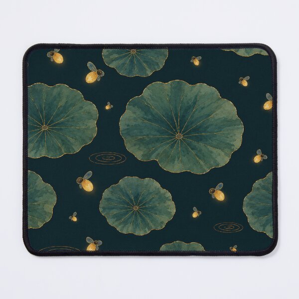 Item preview, Lotus Leaf & Fireflies Night — Korean Tanghwa Watercolor Pattern designed and sold by lita-lilith.