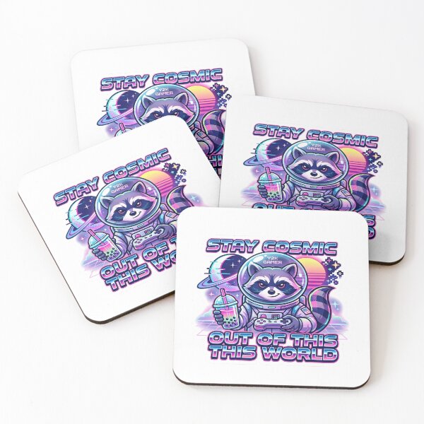 Item preview, Cosmic Raccoon Gamer - Retro 80s Space Astronaut Sticker designed and sold by OrbitArcade.