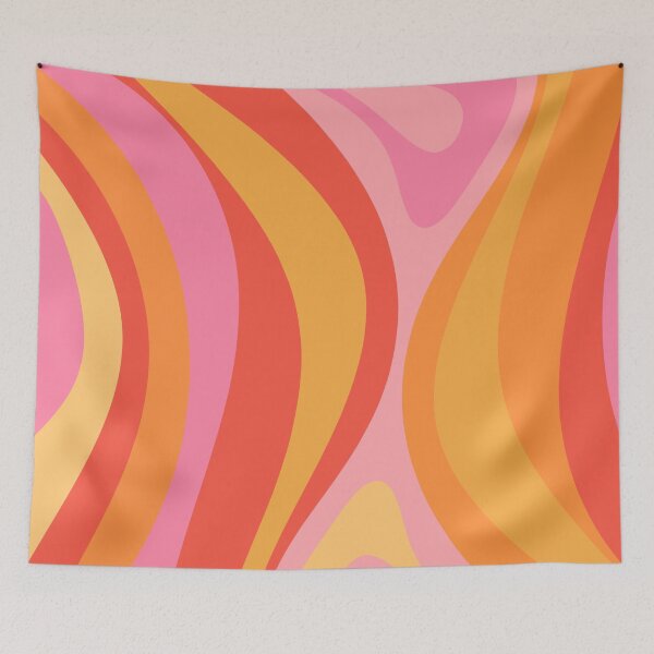 Item preview, Wavy New Groove Retro Swirl Abstract Pattern in Pink, Orange, and Yellow Tones designed and sold by kierkegaard.