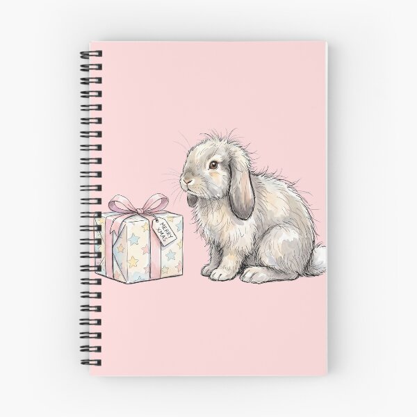 Item preview, Fluffy White Christmas Bunny Rabbit with Merry Xmas Gift Watercolor designed and sold by BreezifyDesignStudio.