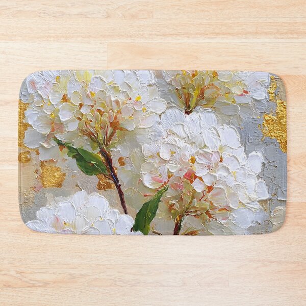 Item preview, White Hydrangea Flowers With Golden Accents Impressionist Style designed and sold by DEC02.