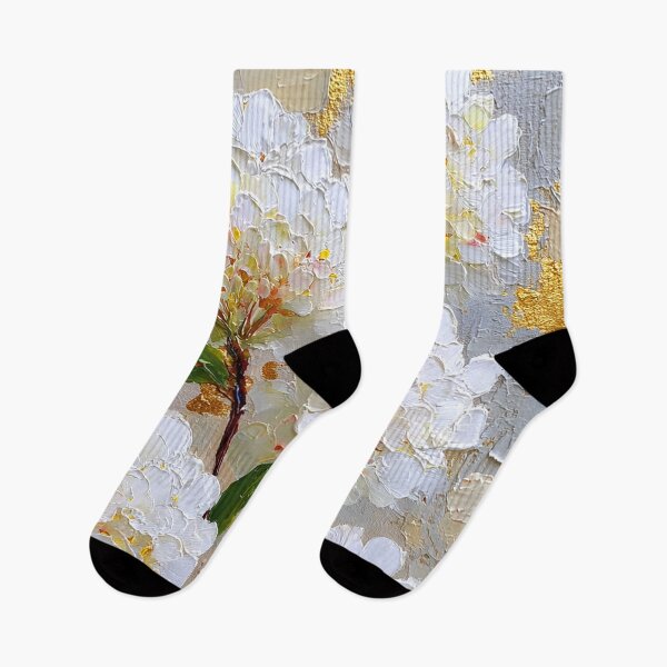 Item preview, White Hydrangea Flowers With Golden Accents Impressionist Style designed and sold by DEC02.