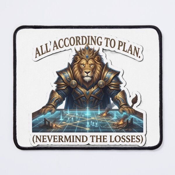 Item preview, All According to Plan - Strategy King Lion Tactical Fantasy Sticker designed and sold by OrbitArcade.