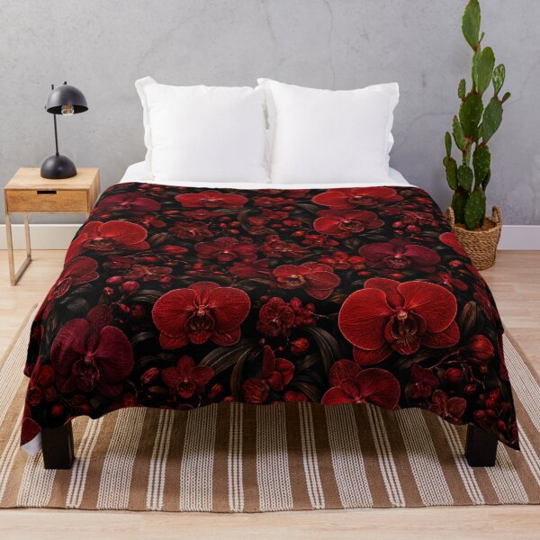 Item preview, Red Orchid Garden Glow on Black designed and sold by scicilysimonee.