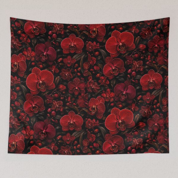 Item preview, Red Orchid Garden Glow on Black designed and sold by scicilysimonee.
