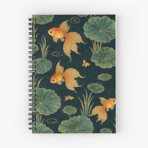 Item preview, Lotus Pond Goldfish Night — Korean Watercolor Seamless Pattern designed and sold by lita-lilith.