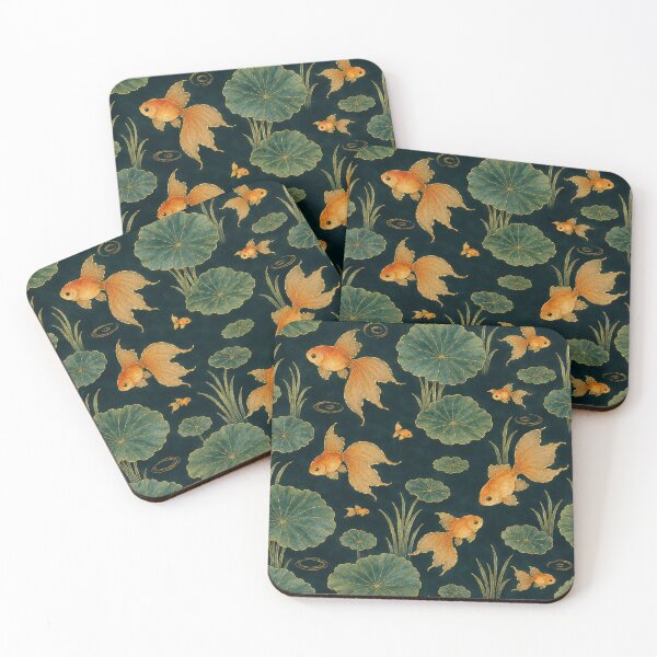 Item preview, Lotus Pond Goldfish Night — Korean Watercolor Seamless Pattern designed and sold by lita-lilith.