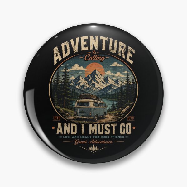 Item preview, Adventure Is Calling Vintage Camper Van Mountain Retro designed and sold by taltom.