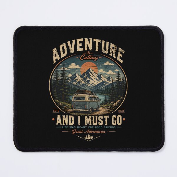 Item preview, Adventure Is Calling Vintage Camper Van Mountain Retro designed and sold by taltom.