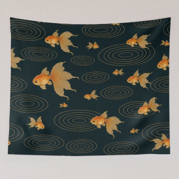 Item preview, Water Ripple Goldfish Night — Korean Watercolor Seamless Pattern designed and sold by lita-lilith.