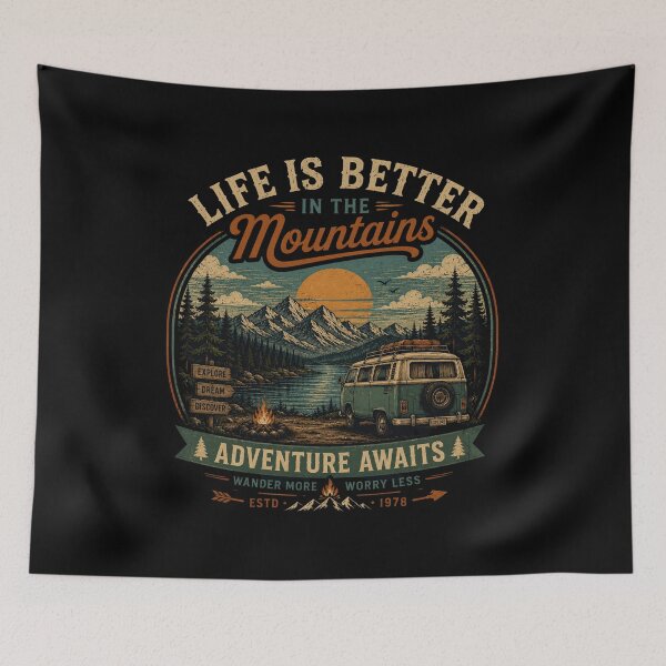 Item preview, Life Is Better In The Mountains Vintage Retro Adventure designed and sold by taltom.