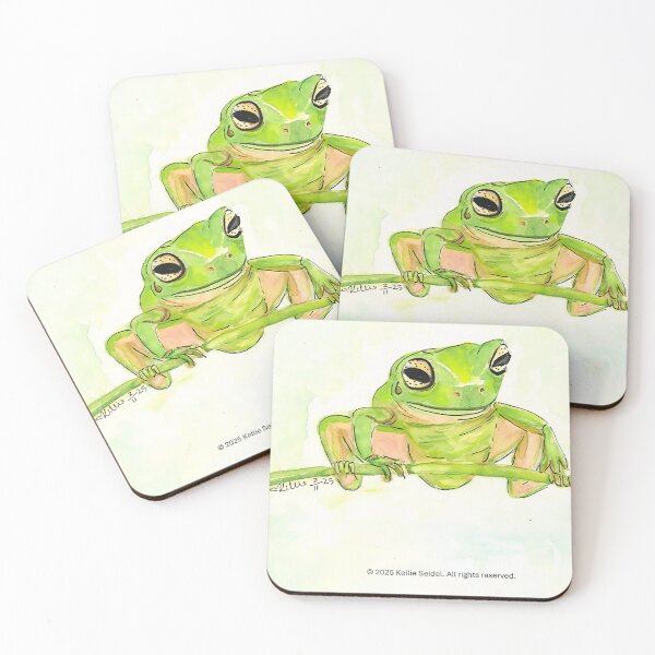 Item preview, Australian Green Tree Frog Watercolour Painting designed and sold by ArtwithKellie.