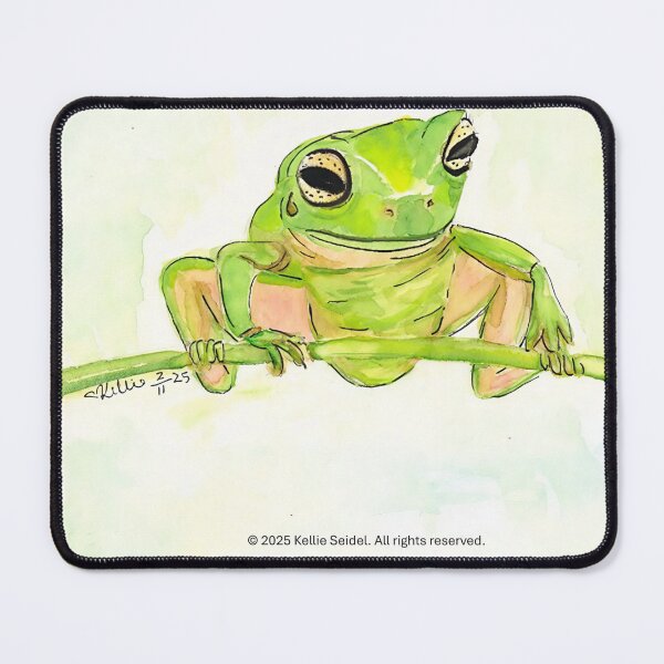 Item preview, Australian Green Tree Frog Watercolour Painting designed and sold by ArtwithKellie.