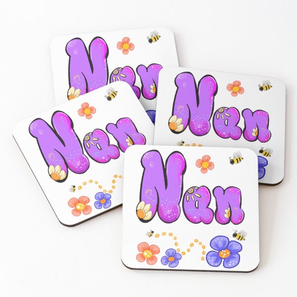 Item preview, Nan Purple Bubble Letters with Embossed Flowers and Honeybees designed and sold by Artonmytee.