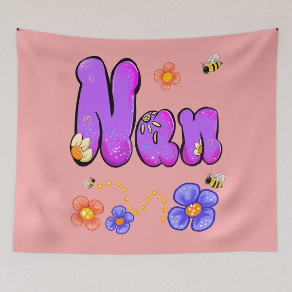 Item preview, Nan Purple Bubble Letters with Embossed Flowers and Honeybees designed and sold by Artonmytee.