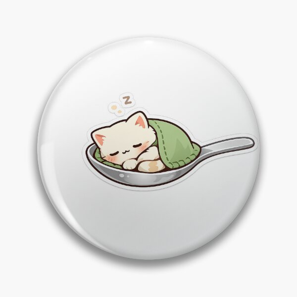 Item preview, Tiny Spoon Cat Sticker | Sleeping Kawaii Cat Decal designed and sold by CozyNekoClub.