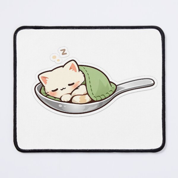 Item preview, Tiny Spoon Cat Sticker | Sleeping Kawaii Cat Decal designed and sold by CozyNekoClub.