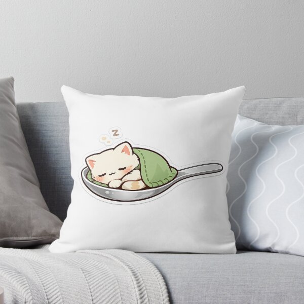 Item preview, Tiny Spoon Cat Sticker | Sleeping Kawaii Cat Decal designed and sold by CozyNekoClub.