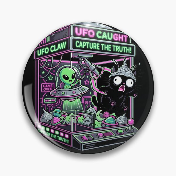 Item preview, UFO Claw Machine Capture the Truth Alien Black Cat designed and sold by Conspiracy Cat Club.