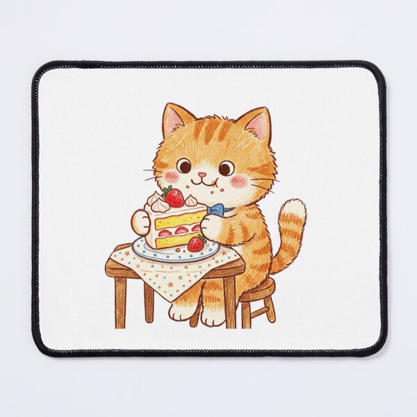 Item preview, Cute Orange Tabby Cat Eating Strawberry Cake Afternoon Tea designed and sold by TaiwanMemory.