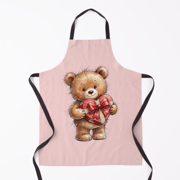 Item preview, Cute Fluffy Teddy Bear Holding Valentine Heart Gift Box Watercolor designed and sold by BreezifyDesignStudio.