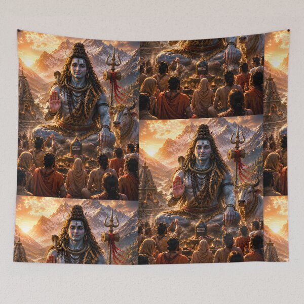 Item preview, Mahasivaratri Lord Shiva Blessing Devotees | Divine Compassion Wall Art designed and sold by Homyar.