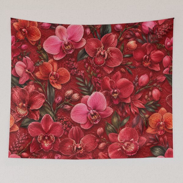 Item preview, Crimson Orchid Garden with Luxury Red Botanical designed and sold by scicilysimonee.