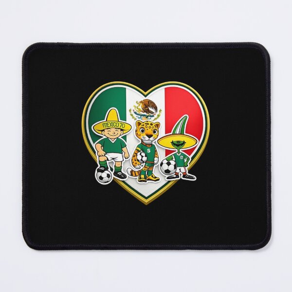 Item preview, Mexico Football Mascot Heart Flag Vintage designed and sold by Moonpaw-Whimsy.