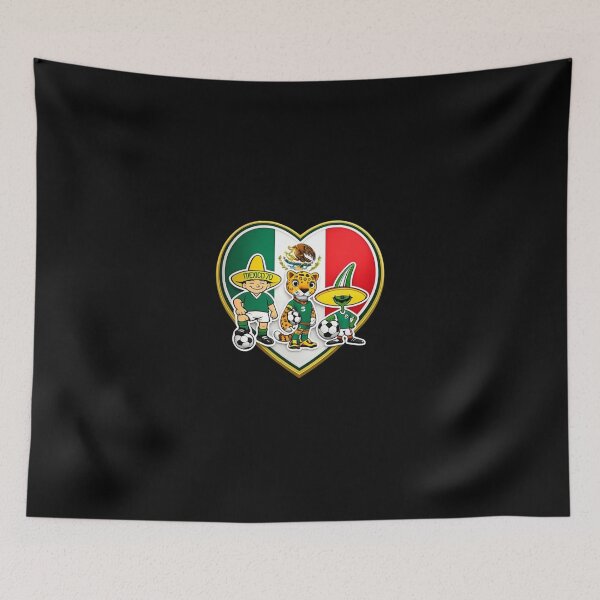 Item preview, Mexico Football Mascot Heart Flag Vintage designed and sold by Moonpaw-Whimsy.