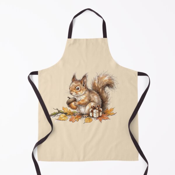 Item preview, Cute Fluffy Autumn Squirrel with Acorn and Gift Box Watercolor designed and sold by BreezifyDesignStudio.