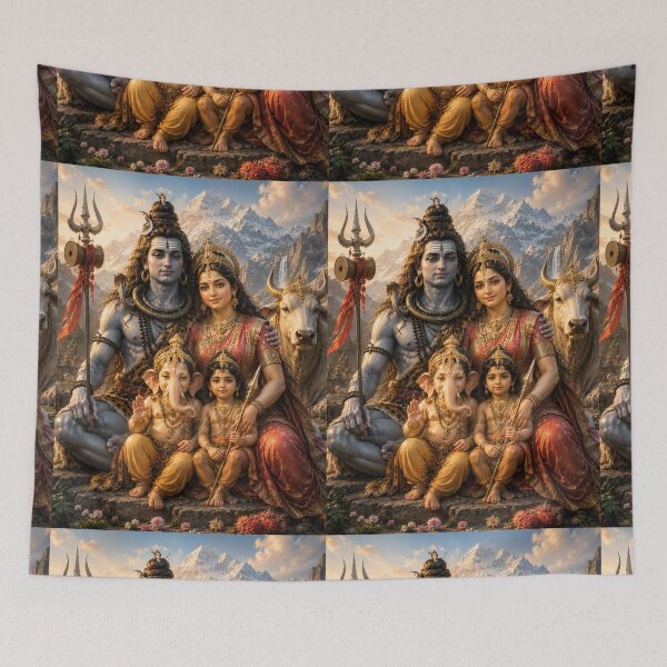 Item preview, Mahasivaratri Shiva Parivar Portrait | Divine Family Wall Art designed and sold by Homyar.