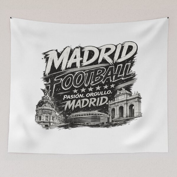 Item preview, Madrid Football Black White Typography Design | City Pride Soccer Artwork | Landmark Edition designed and sold by TKOprintdesigns.