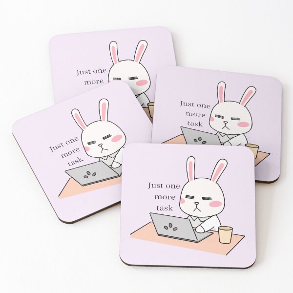 Item preview, Just One More Task Kawaii Bunny Workaholic designed and sold by Akira Design Store.