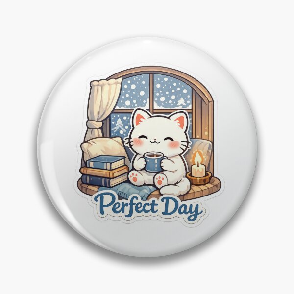 Item preview, Perfect Day Cat Sticker | Cozy Winter Reading Kawaii Cat Decal designed and sold by CozyNekoClub.