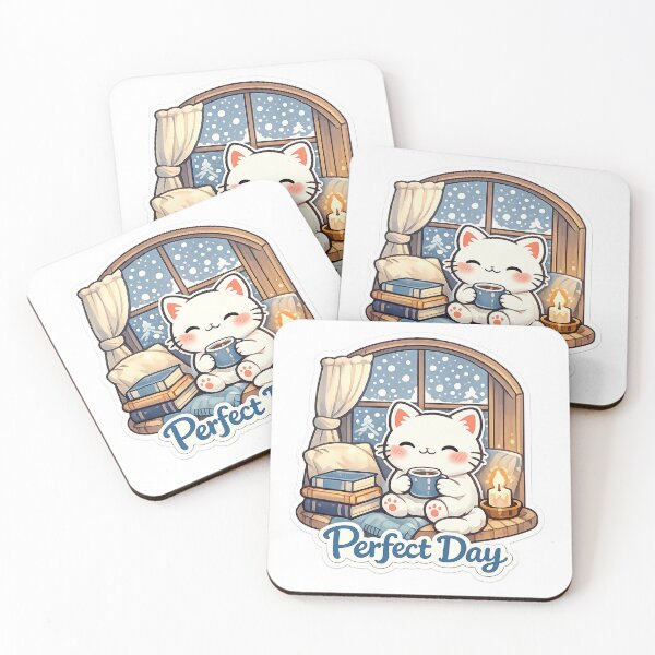 Item preview, Perfect Day Cat Sticker | Cozy Winter Reading Kawaii Cat Decal designed and sold by CozyNekoClub.