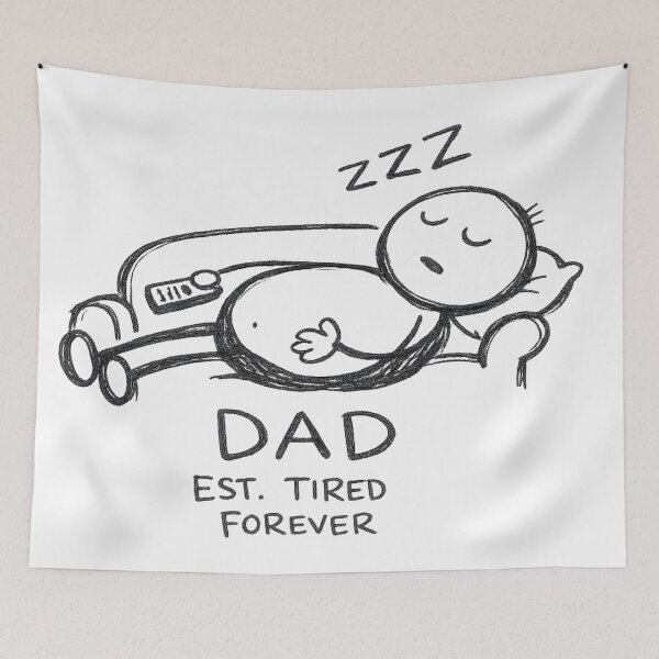 Item preview, Funny DAD EST. TIRED FOREVER Sleeping on Couch Doodle designed and sold by Arbacus.