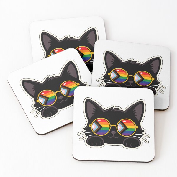 Item preview, Cute Pride Cat With Rainbow Pride Progressive Glasses designed and sold by ArtMassive.