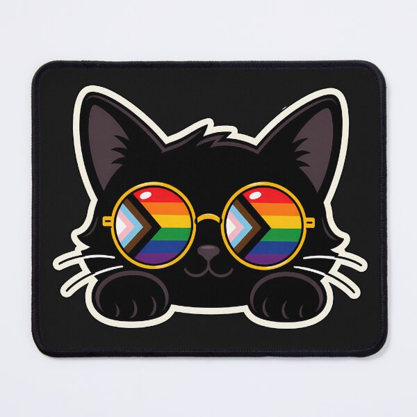 Item preview, Cute Pride Cat With Rainbow Pride Progressive Glasses designed and sold by ArtMassive.