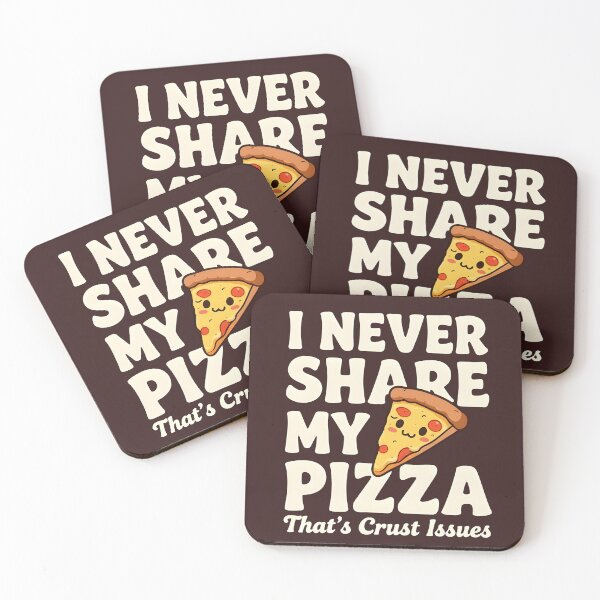 Item preview, kawaii pizza illustration with funny saying i never share my pizza designed and sold by LuloCreative.