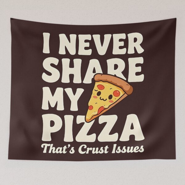 Item preview, kawaii pizza illustration with funny saying i never share my pizza designed and sold by LuloCreative.