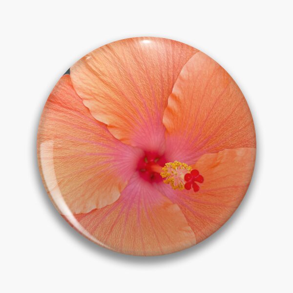 Item preview, Peach Hibiscus Flower with Vibrant Pink Centre Tropical Floral Photography designed and sold by Be Captured by Brittany Emma.